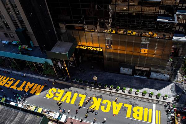 ‘Black Lives Matter’ painted outside Trump Tower in New York