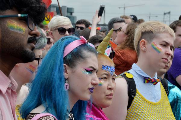 Hundreds attend ‘alternative Pride’ on Dublin’s Rosie Hackett bridge