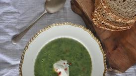 Wild garlic soup with coriander and chilli 