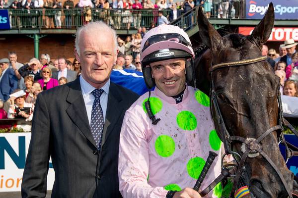 Burrows Saint gives Willie Mullins a maiden Irish Grand National win