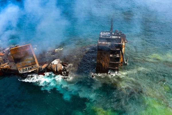Sri Lanka faces ecological disaster as burning container ship starts to sink