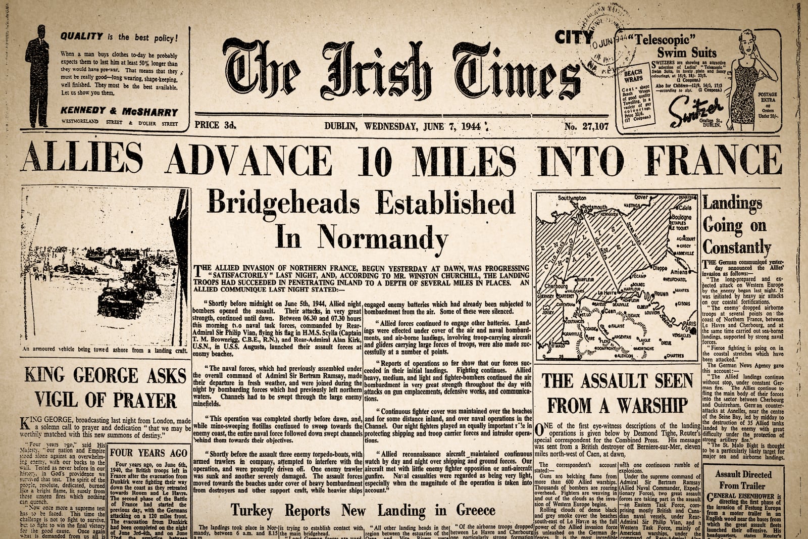The Irish Times D Day reporting 1944