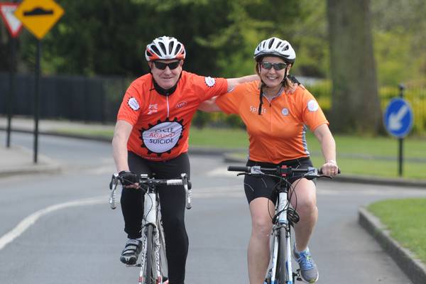 Four gardaí taking part in Cycle Against Suicide in memory of Colm Fox
