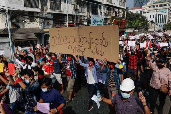 Tens of thousands protest against coup across Myanmar