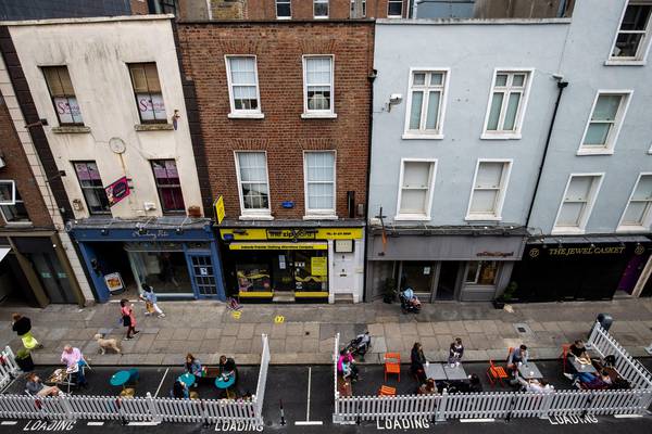 Picket fences replace parking in Dublin city as cafes make most of car-free scheme