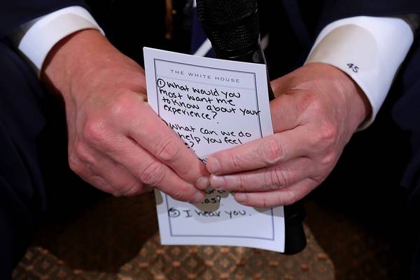 ‘I hear you’: Trump’s notes for shooting survivors meeting revealed