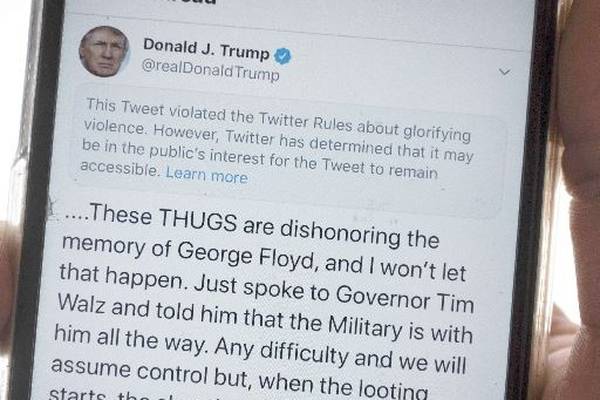Twitter accuses Trump of ‘glorifying violence’ after Minnesota ‘shooting’ tweet