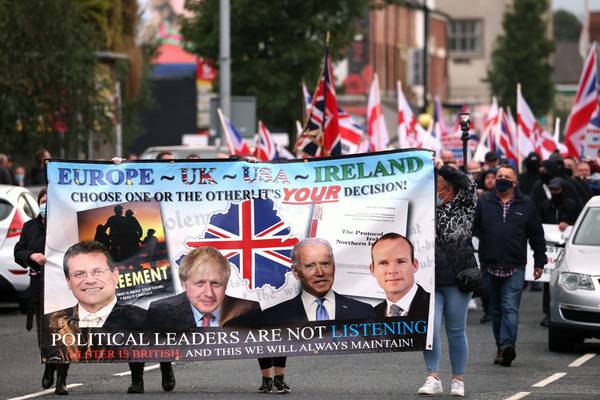 East Belfast loyalist demonstration calls for end to Northern Ireland Protocol