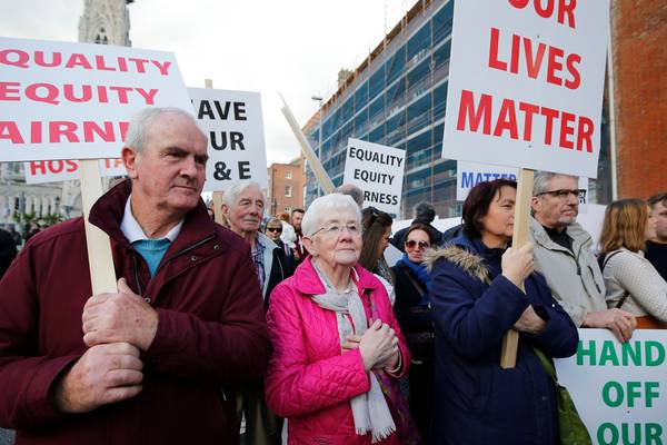 Protesters call for improvements to ‘creaking, dysfunctional’ health service