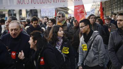 French entertainment workers protest at move to cut welfare regime
