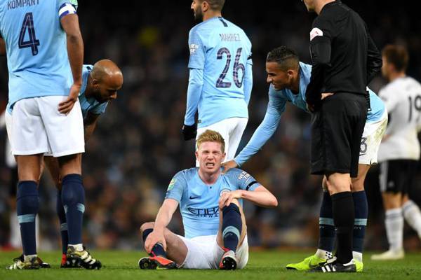 Manchester City’s Kevin De Bruyne out for up to six weeks