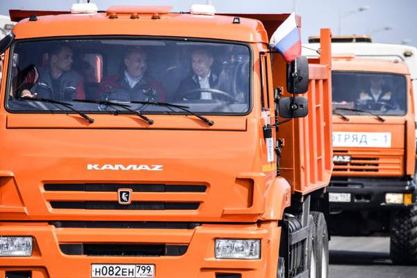 Trucker Putin opens Russia bridge link with annexed Crimea