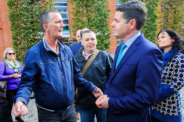 Paschal Donohoe confronted by Smithfield resident calling for local housing