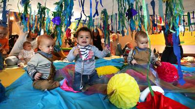 Shake, gurgle, rattle and roll at baby-brain training class