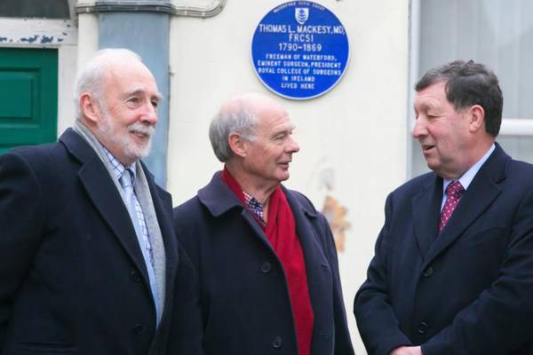 Plaque to head of influential Mackesy family unveiled in Waterford