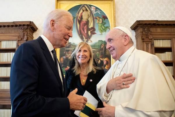 Biden jokes he is only Irish man pope has met ‘who’s never drank’ at Vatican meeting