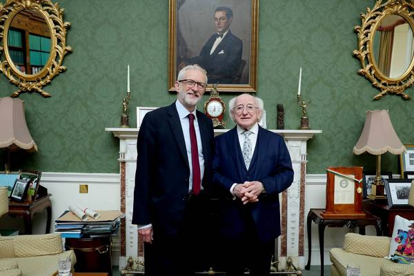 Labour’s Corbyn shielded from media as he visits Taoiseach and President