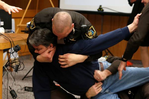 Father of victims lunges at paedophile Larry Nassar in court