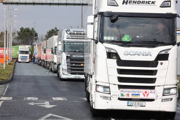 ‘An example of huge generosity’: Large aid convoy departs Dublin for Ukraine