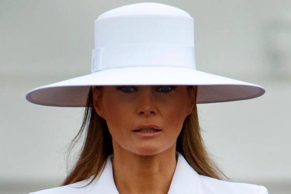 Melania Trump’s head-turning white hat steals the show