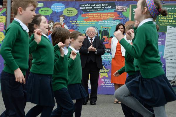 President marks foundation of State’s first Gaelscoil