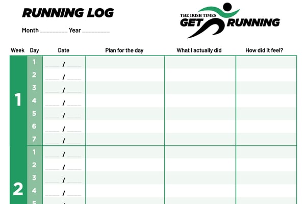 Download a copy of our Training Log and keep track of your progress