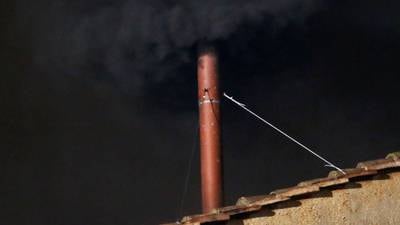 Black smoke signals cardinals yet to select new pope