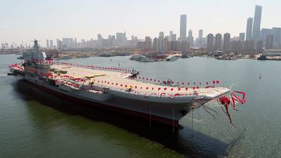 China launches new aircraft carrier amid tension over Korea