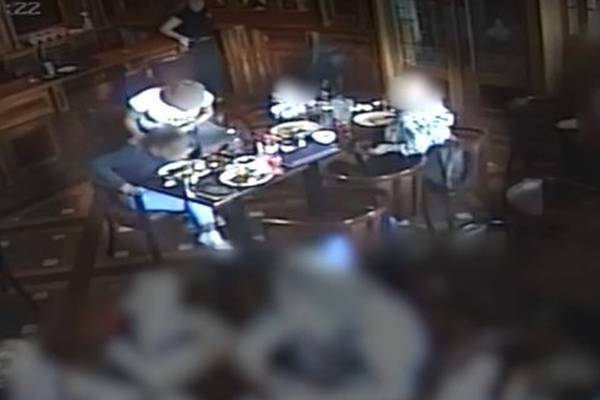 CCTV shows diner pretending to choke on shard of glass, pub claims