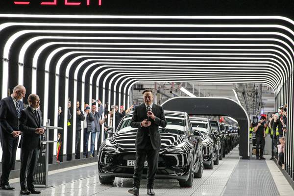 Elon Musk dances for joy as first German car handed over
