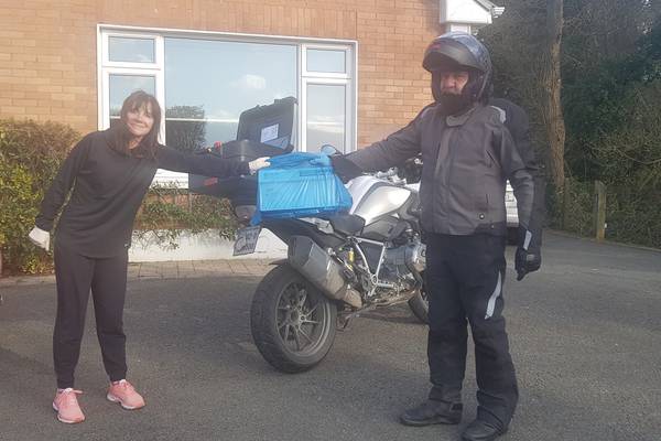 Bikers volunteer to collect donations of protective equipment for medics