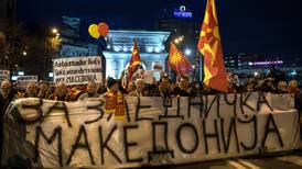 Patriotic protesters blame  West     for Macedonia’s woes