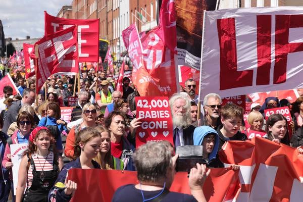 Anti-abortion rally in Dublin hears call for taskforce to address ‘soaring’ abortion numbers