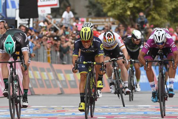 Sam Bennett edged into third in Giro d’Italia stage seven