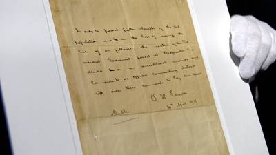 Going, going, not going: Pearse letter must stay in Ireland for a year