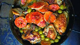 Chicken with Marsala, olives and blood oranges