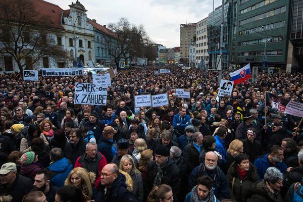 Slovaks rally for change a year after murder of investigative journalist