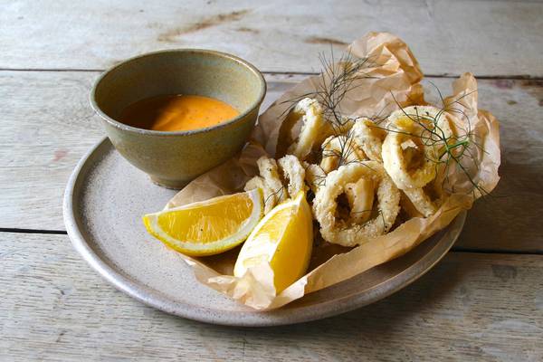 Salt and pepper squid with gochujang aioli