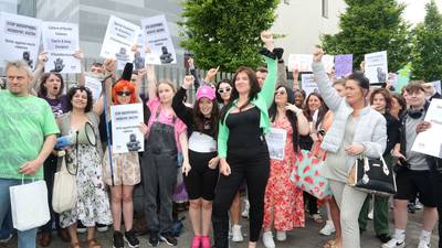 Natasha O'Brien leads protest outside of Limerick court