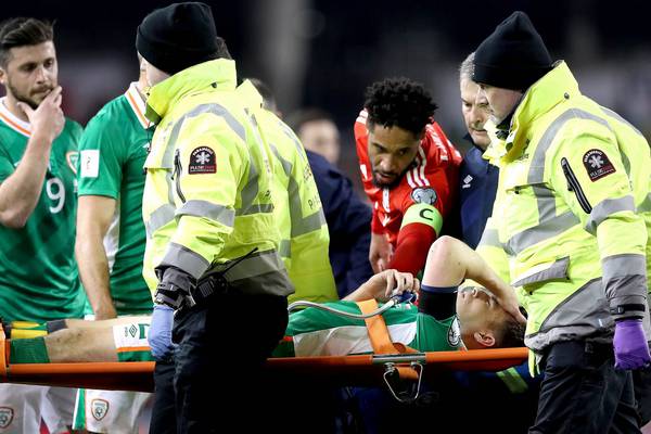 Ireland’s Séamus Coleman undergoes surgery on double leg fracture