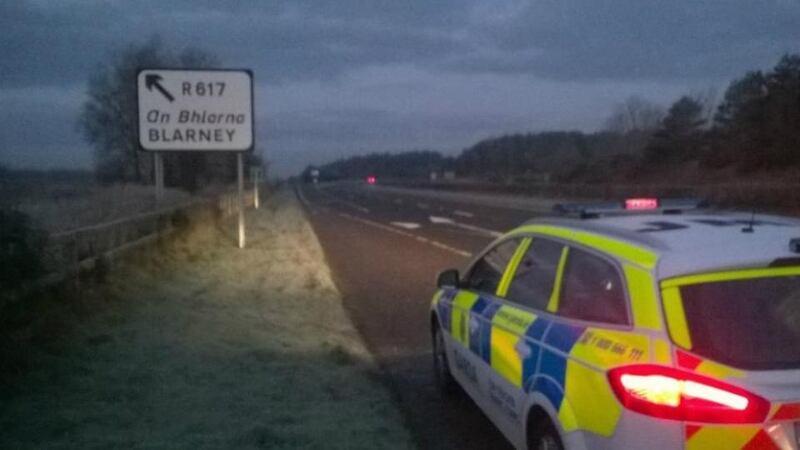 Gardaí have warned of icy road conditions and severe frost nationwide and particularly in parts of Cork, pictured here on Monday morning. Photograph: An Garda Síochána.