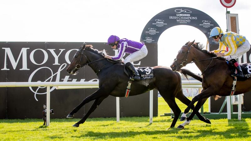 Shale and Ryan Moore take The Moyglare Stud Stakes on Sunday. Photograph: Morgan Treacy/Inpho