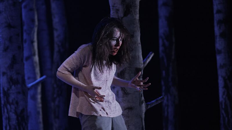 Katie Honan as Eli in ‘Let the Right One In’ at the Abbey Theatre. Photograph:  Ros Kavanagh