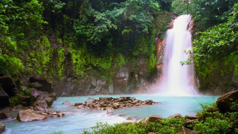 The Celeste Waterfalls in Costa Rica (Catarata Celeste). Photograph: Getty