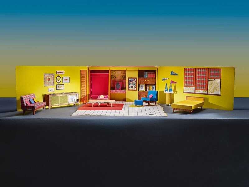 Barbie’s first home, a cardboard ranch house that unfolded from a case, from 1962. Photograph: Evelyn Pustka/The New York Times