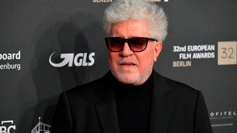 Spanish director Pedro Almodóvar arrives for the European Film Festival awards ceremony on Saturday evening in Berlin. His gorgeous Pain & Glory won for Antxon Gómez’s production design. Photograph: Tobias Schwarz/AFP/Getty