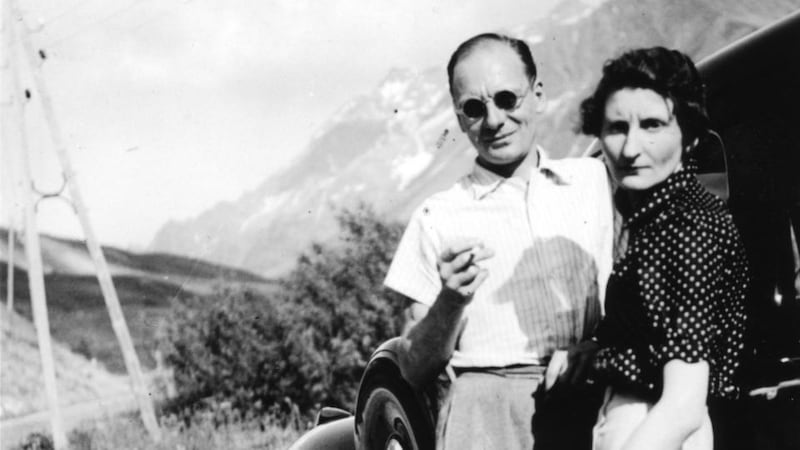 Leading playwright: Molly Keane in France with John Gielgud, who directed her work in London, in the 1930s. Photograph courtesy of Waterford County Museum