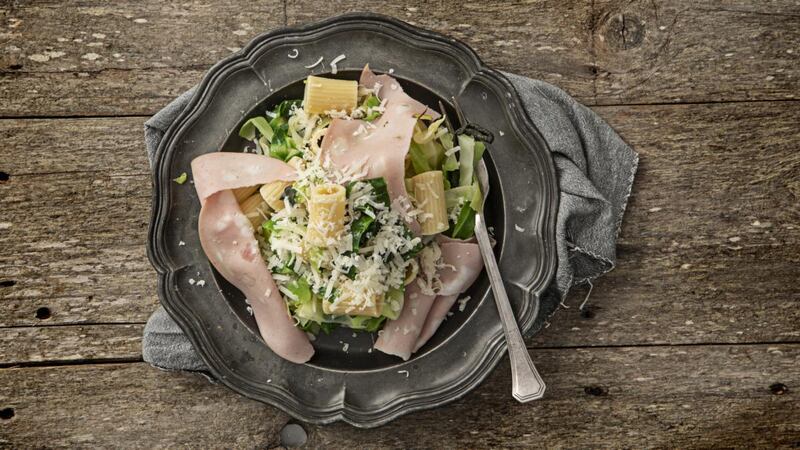 Rigatoni, cabbage, sage and mortadella. Photograph: Harry Weir Photography