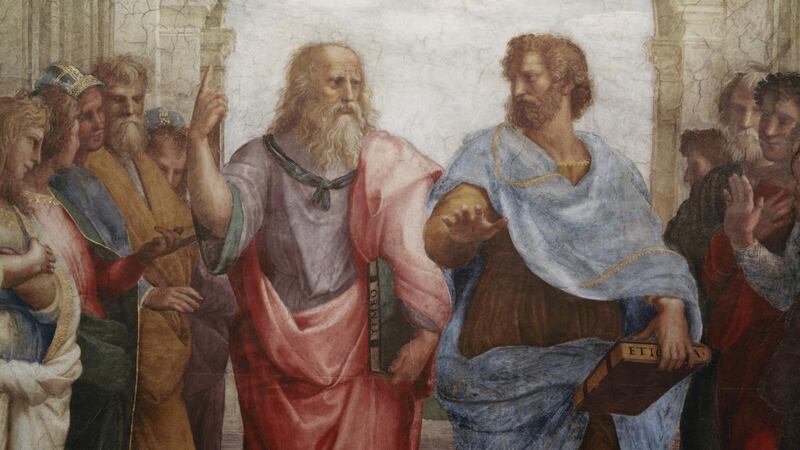 Plato and Aristotle from The School of Athens by Raphael: `It is impossible to exaggerate the importance for Joyce of the Aristotelian concepts of form, actuality and potency and their application to the soul.'  Photograph: Ted Spiegel/Corbis via Getty 