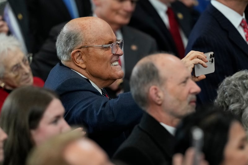 Rudy Giuliani at the inauguration of Donald Trump as US president on Monday. Photograph: Julia Demaree Nikhinson/Getty